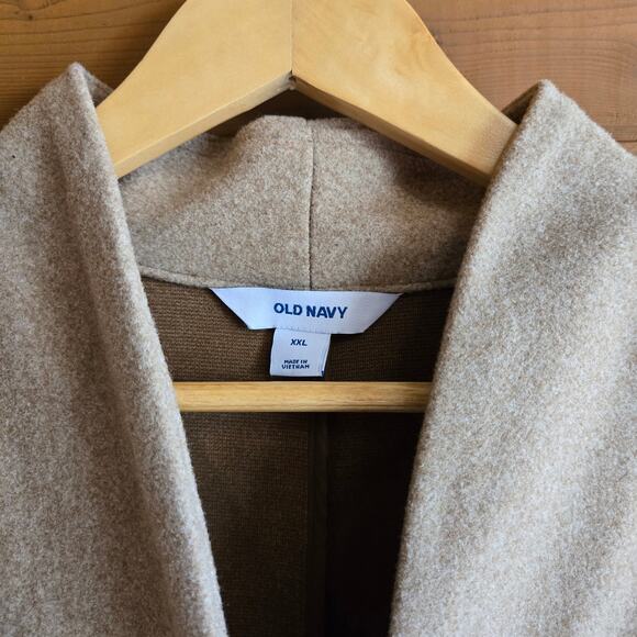Old Navy Long-Line Cardigan Coat Camel Tan NWT XXL Button Front Jacket Blazer - Picture 4 of 5